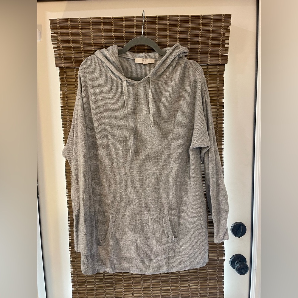 LOFT Light Gray Hooded Sweater